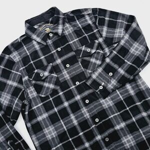 Freedom Foundry Mens Large Fleece Flannel Shacket‎ Jacket Black White Plaid